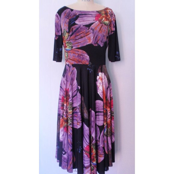 Marc Bouwer Dresses & Skirts - NWOT MARC BOUWER BLACK PURPLE FLORAL DRESS XL